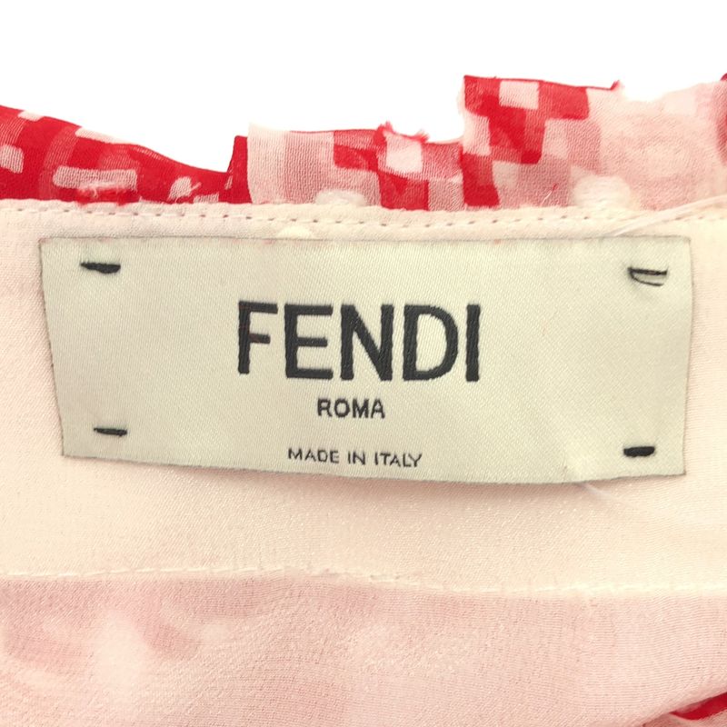 Fendi Pleated Silk Chiffon Skirt Red 40