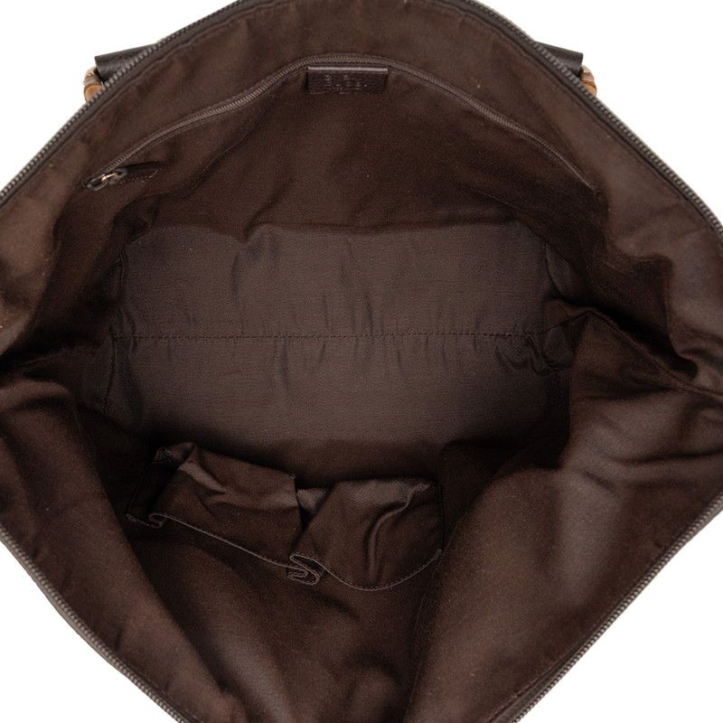 Gucci Bamboo Tote Shoulder Bag 2-Way Brown Leather