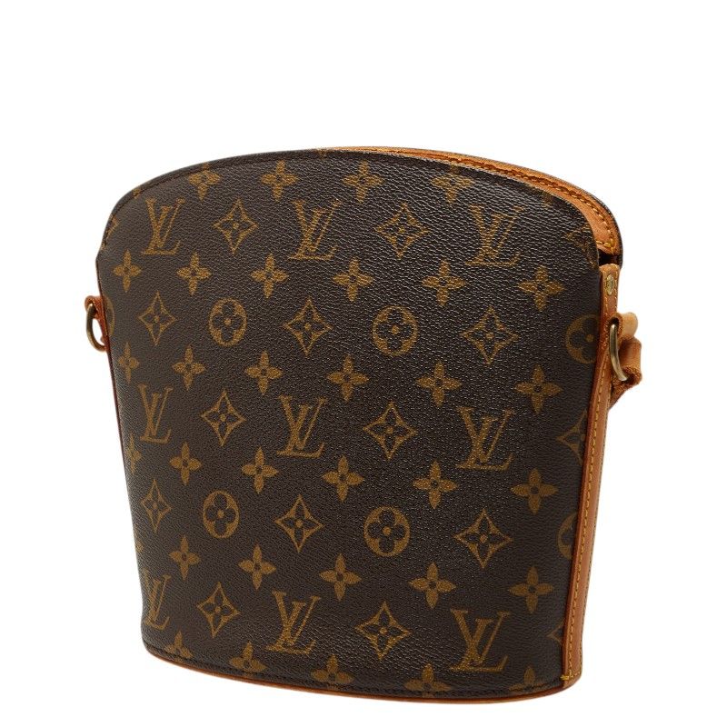 Louis Vuitton Monogram Drouot Crossbody Shoulder Bag Brown Leather