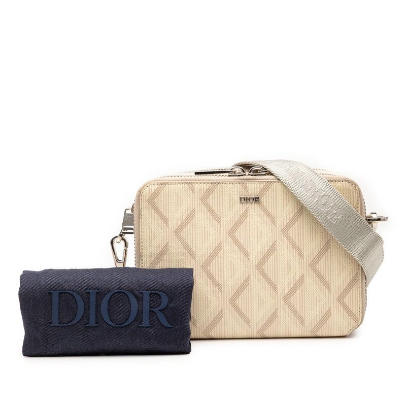 Dior CD Diamond Crossbody Shoulder Bag Beige Leather