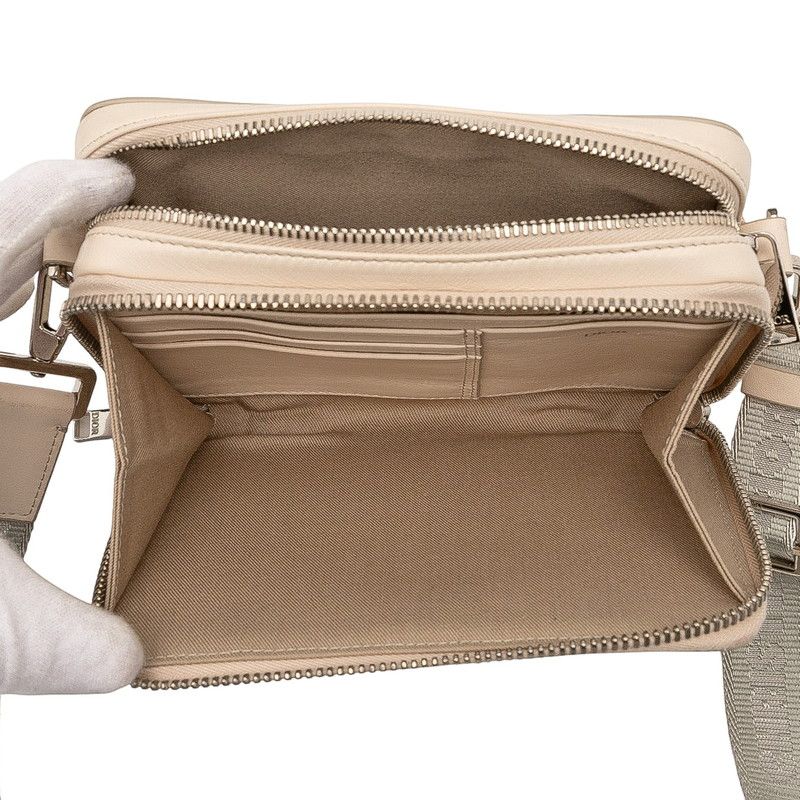 Dior CD Diamond Crossbody Shoulder Bag Beige Leather