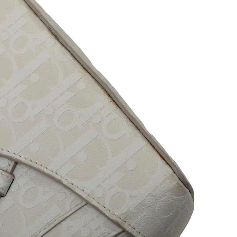 Dior Oblique Saddle Bag Crossbody White Leather