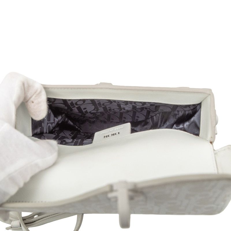 Dior Oblique Saddle Bag Crossbody White Leather