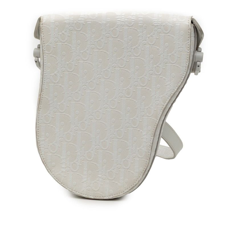 Dior Oblique Saddle Bag Crossbody White Leather