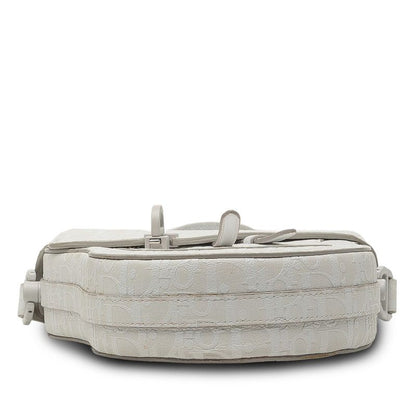 Dior Oblique Saddle Bag Crossbody White Leather