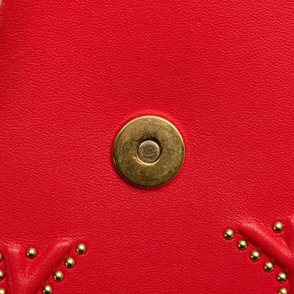 Diorama Studded Crossbody Chain Shoulder Bag Red Gold Leather