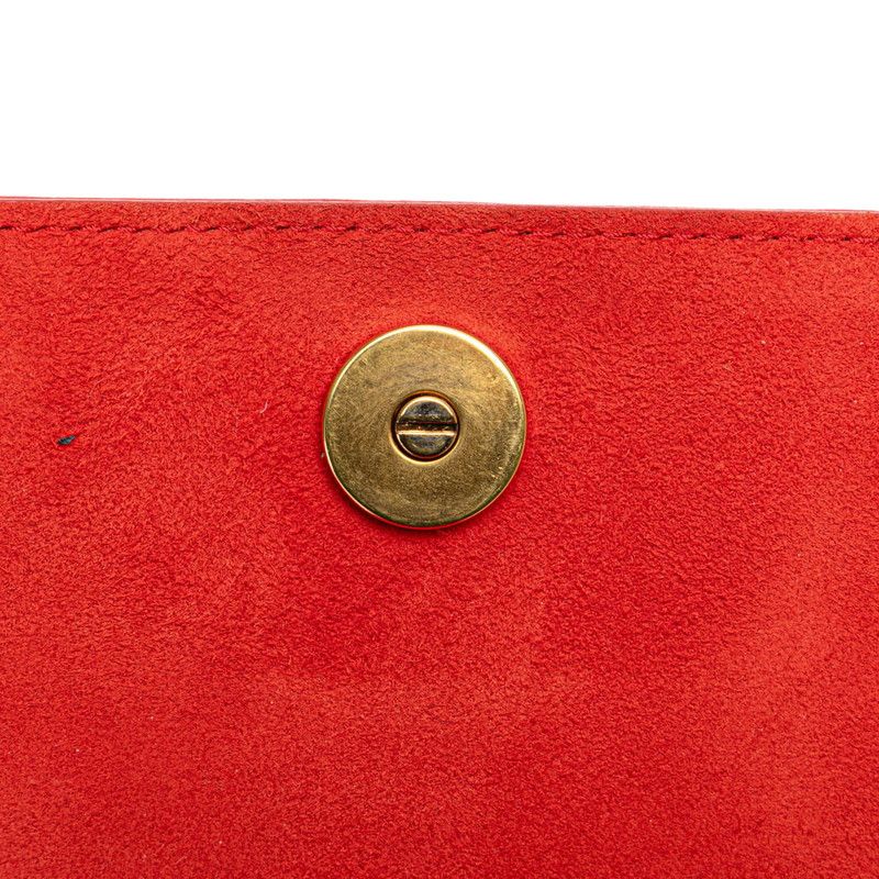 Diorama Studded Crossbody Chain Shoulder Bag Red Gold Leather