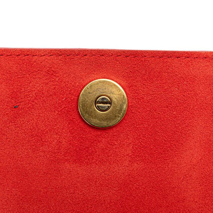 Diorama Studded Crossbody Chain Shoulder Bag Red Gold Leather