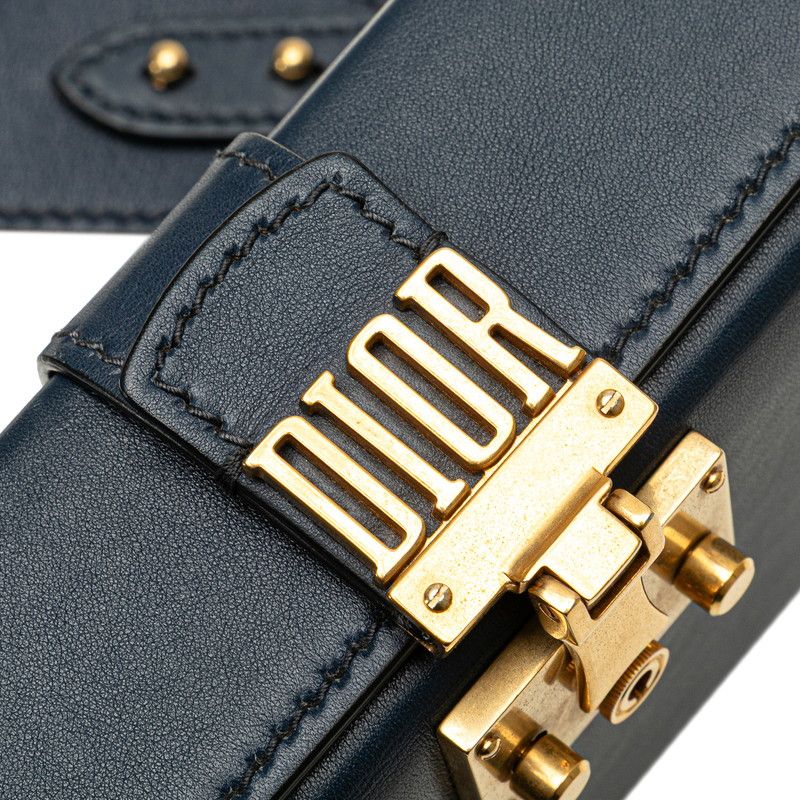 Dior Addict Small Box Crossbody Shoulder Bag Navy Leather