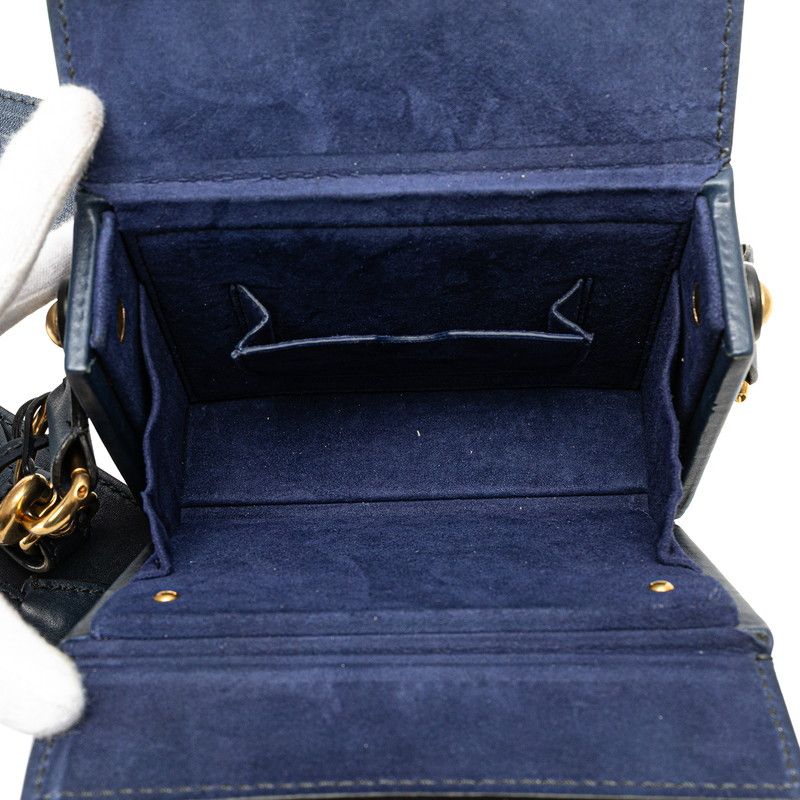 Dior Addict Small Box Crossbody Shoulder Bag Navy Leather