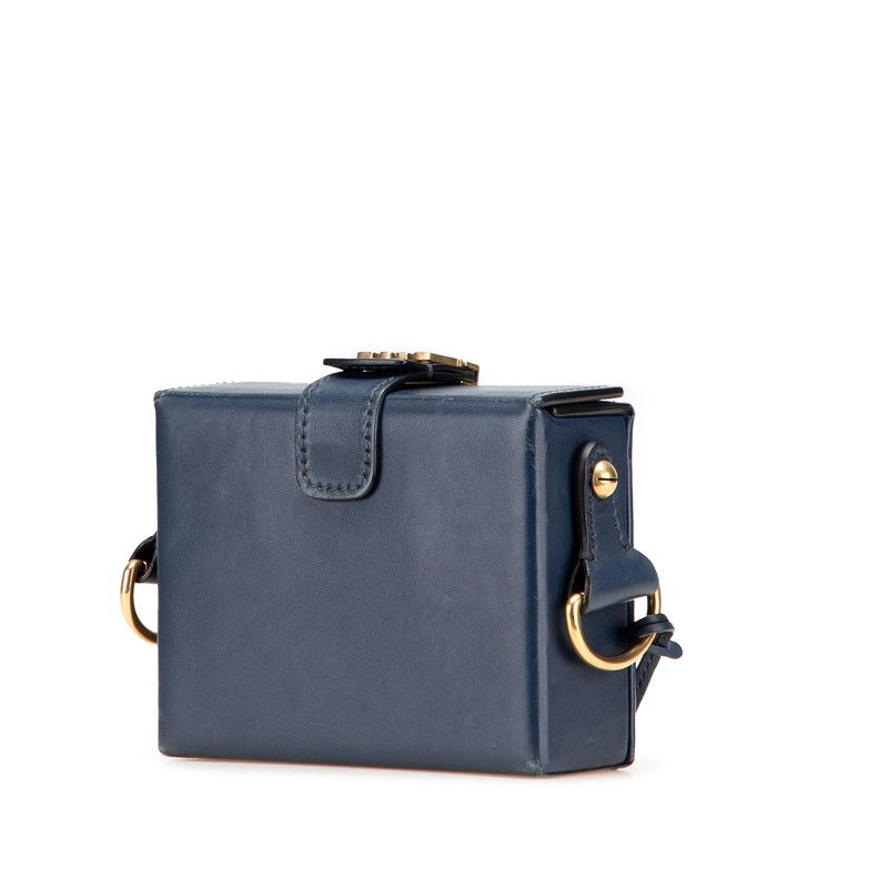 Dior Addict Small Box Crossbody Shoulder Bag Navy Leather