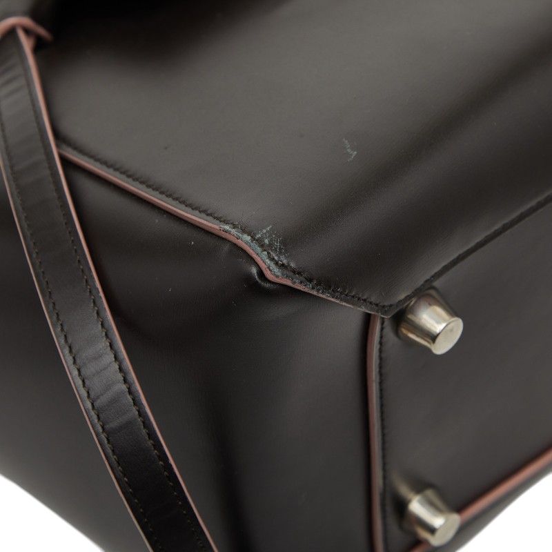 Celine Belt Bag 2-Way Dark Brown Pink Leather