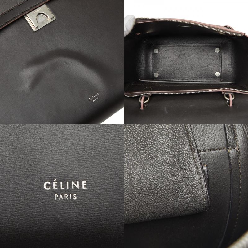 Celine Belt Bag 2-Way Dark Brown Pink Leather