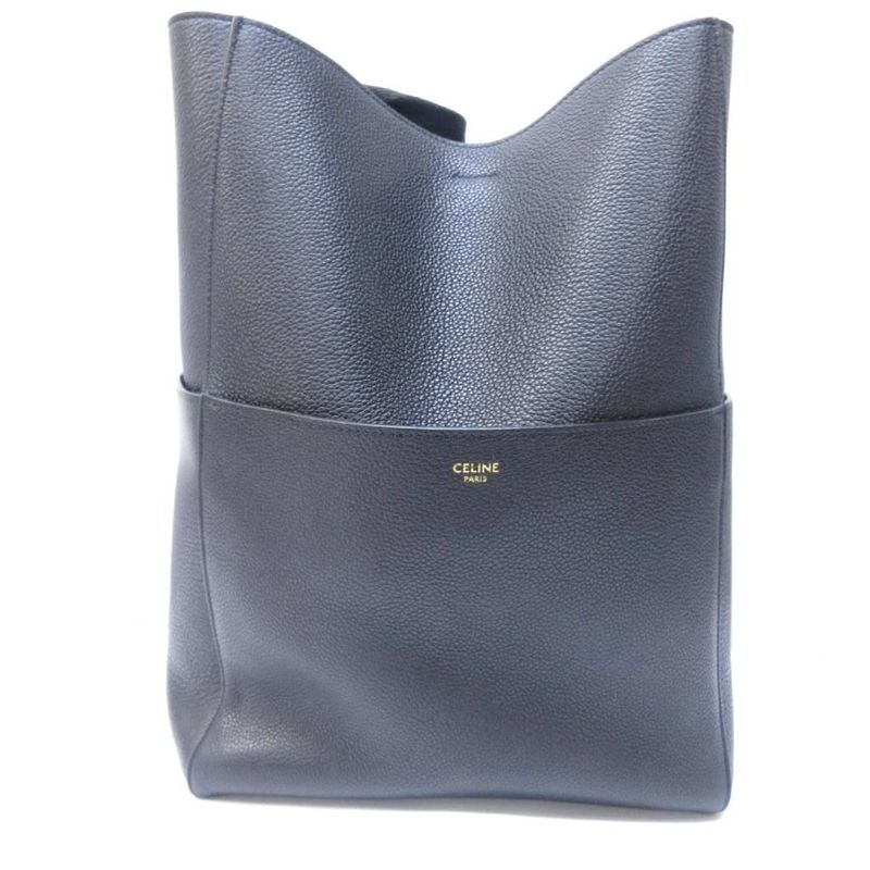 Celine Tote Shoulder Bag Sangle Bucket Small Leather Black