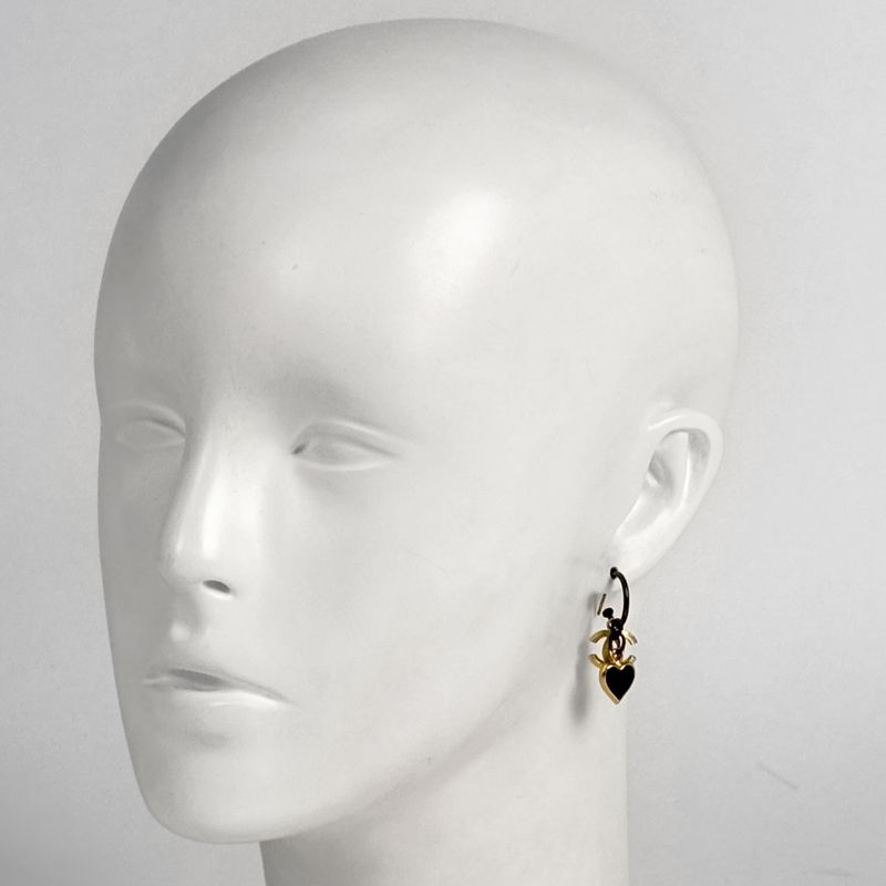 Chanel CC Logo Earrings Heart Swing Gold Plated