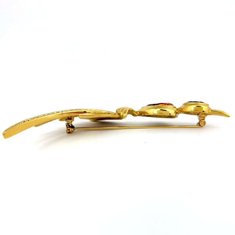 Dior Color Stone Brooch Rhinestone Gold