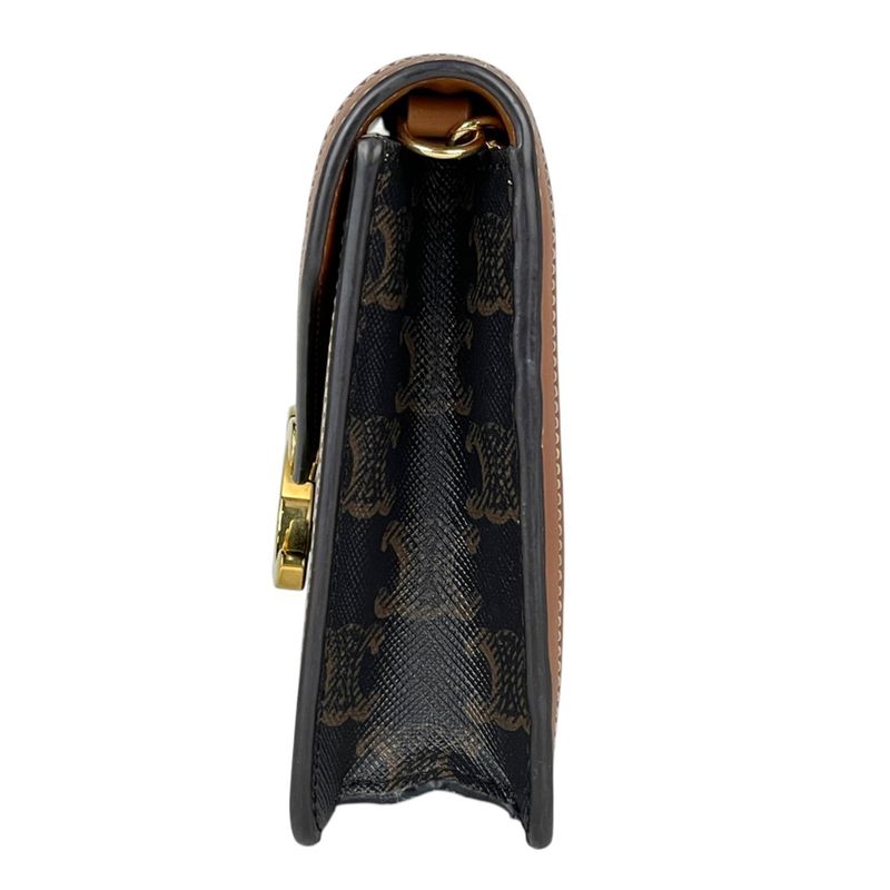 Celine Chain Wallet Margo Triomphe 2-Way Clutch Brown Black