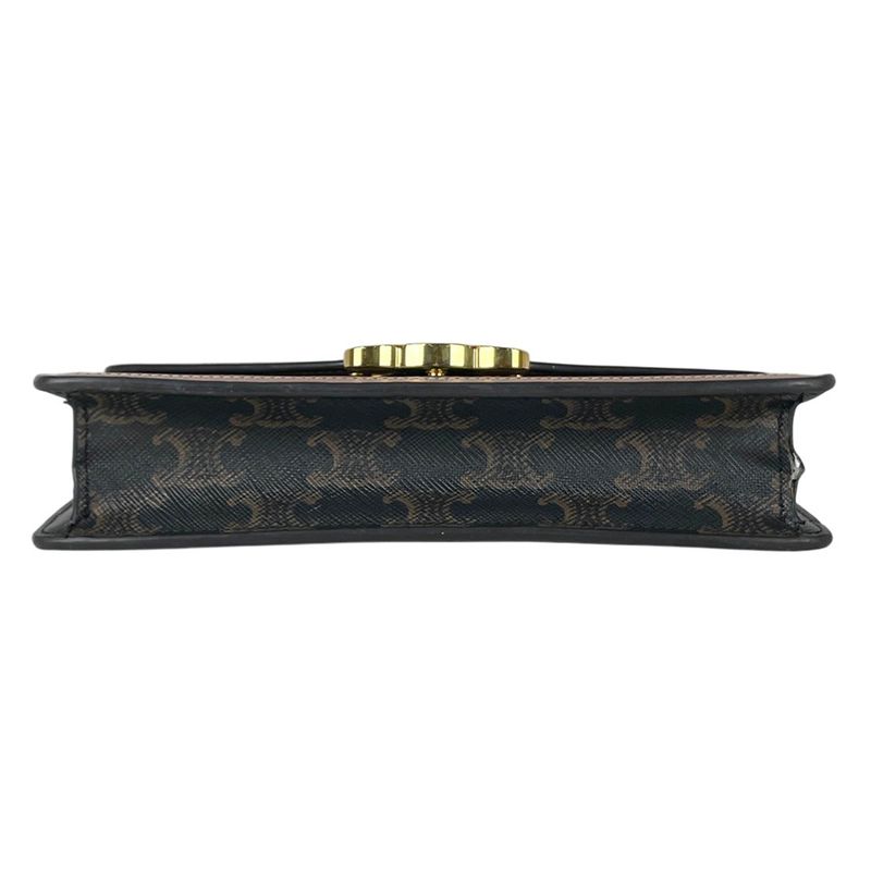 Celine Chain Wallet Margo Triomphe 2-Way Clutch Brown Black