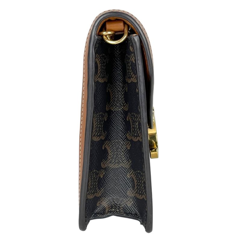 Celine Chain Wallet Margo Triomphe 2-Way Clutch Brown Black