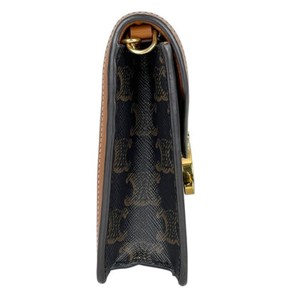 Celine Chain Wallet Margo Triomphe 2-Way Clutch Brown Black