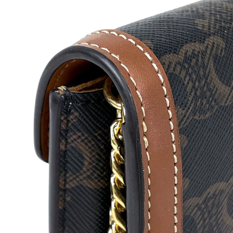 Celine Chain Wallet Margo Triomphe 2-Way Clutch Brown Black