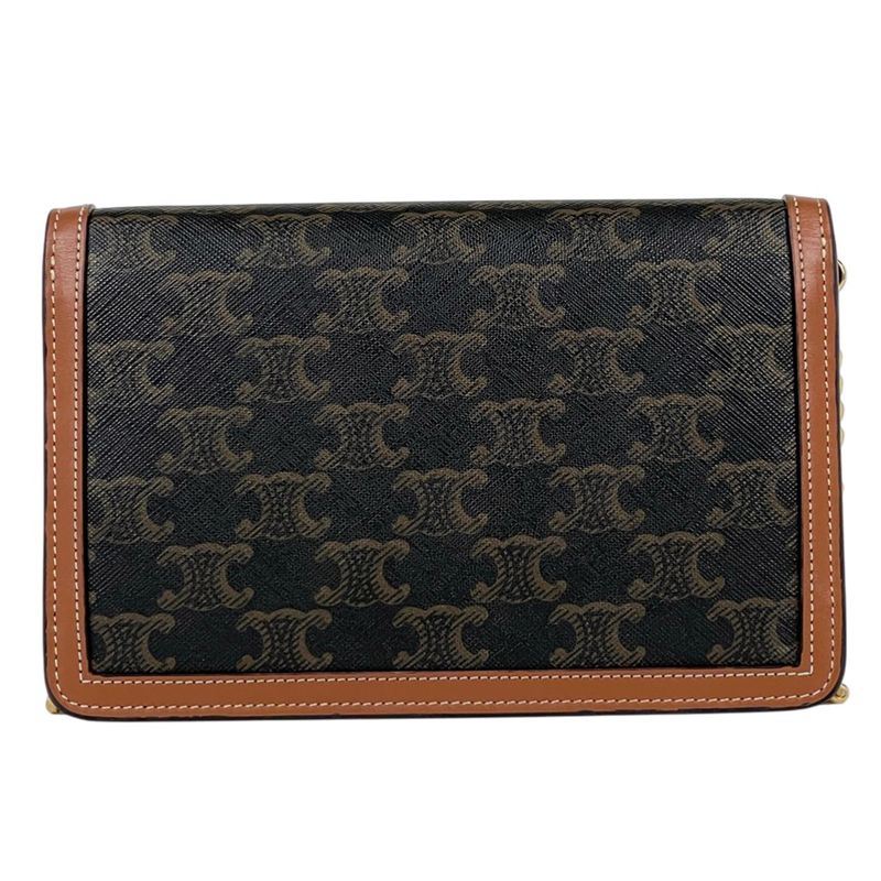 Celine Chain Wallet Margo Triomphe 2-Way Clutch Brown Black