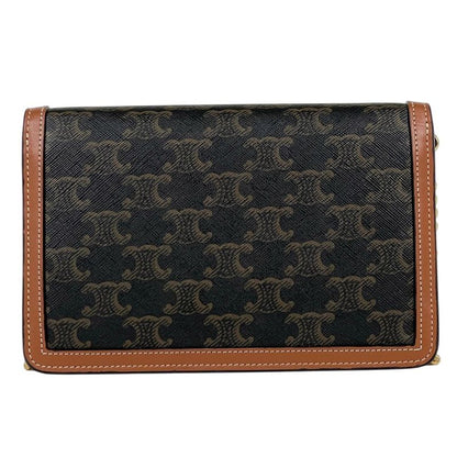 Celine Chain Wallet Margo Triomphe 2-Way Clutch Brown Black