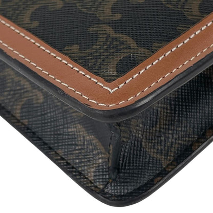 Celine Chain Wallet Margo Triomphe 2-Way Clutch Brown Black