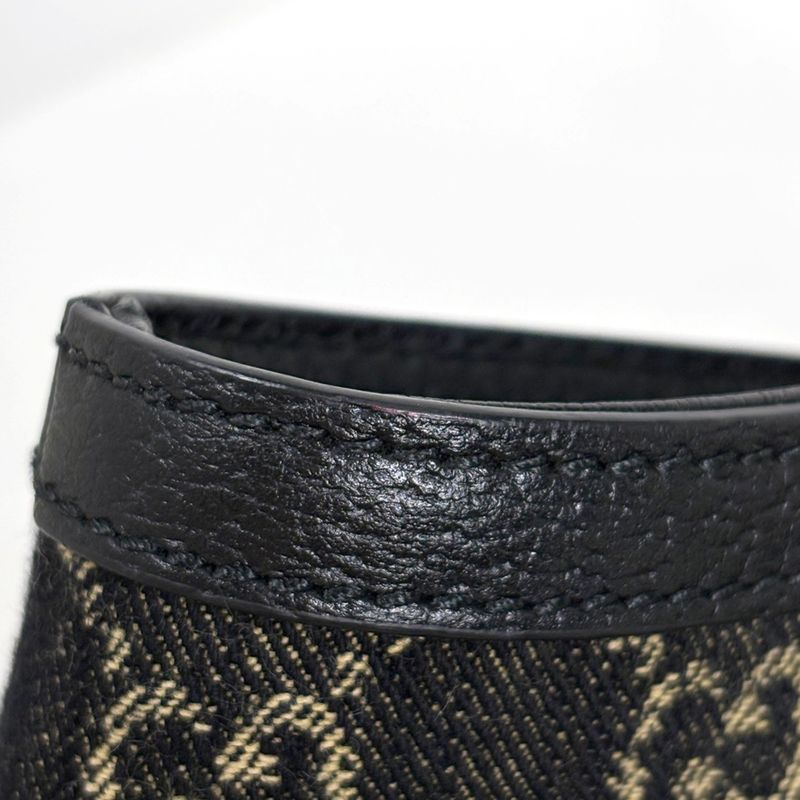 Gucci GG Pattern Tote Shoulder Bag Denim Black