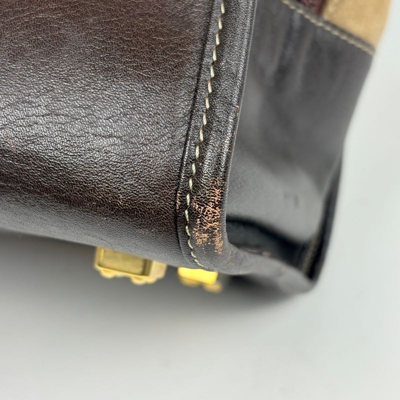 Loewe Amazona 32 Handbag Logo Anagram Suede Brown