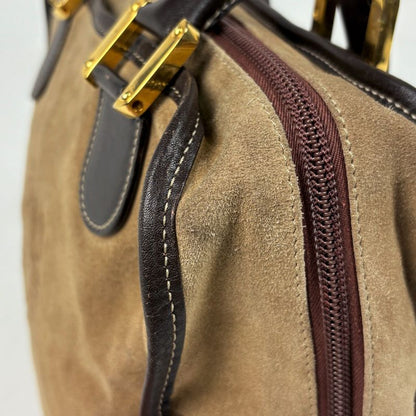 Loewe Amazona 32 Handbag Logo Anagram Suede Brown
