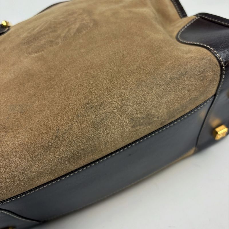 Loewe Amazona 32 Handbag Logo Anagram Suede Brown