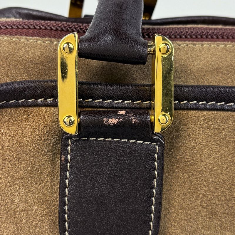 Loewe Amazona 32 Handbag Logo Anagram Suede Brown
