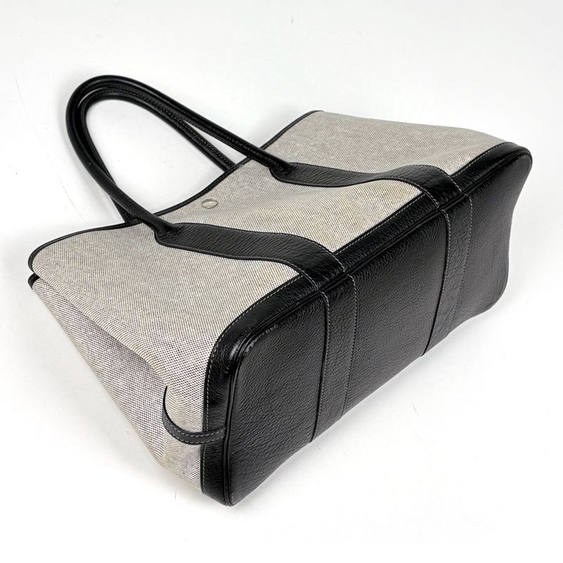 Hermes Garden Party PM Tote Toile Ash Gray Black