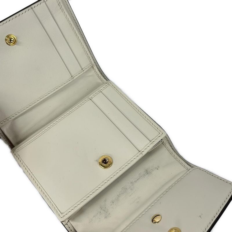 Gucci Trifold Wallet Sylvie Ivory Dark Navy Red Leather X Dark X
