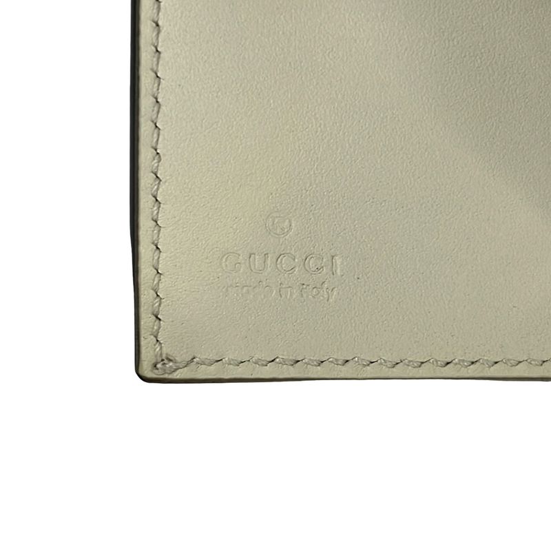 Gucci Trifold Wallet Sylvie Ivory Dark Navy Red Leather X Dark X