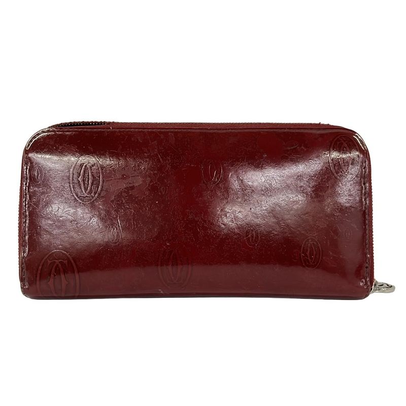 Cartier Wallet Happy Birthday Gold Zip Around Leather Bordeaux
