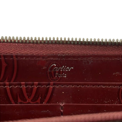 Cartier Wallet Happy Birthday Gold Zip Around Leather Bordeaux
