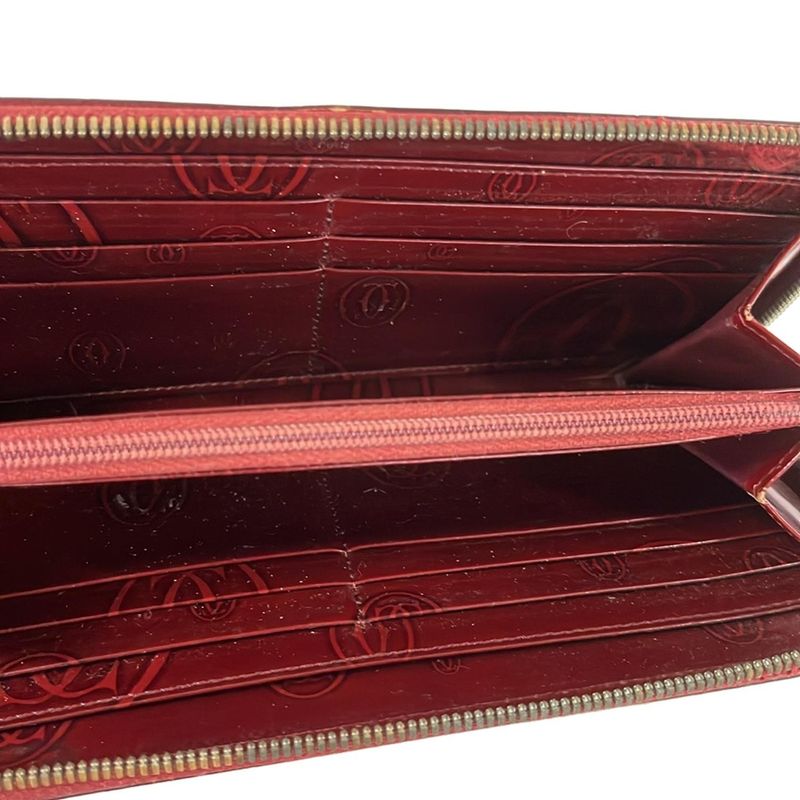 Cartier Wallet Happy Birthday Gold Zip Around Leather Bordeaux