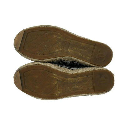 Chanel Slip Ons Black White CC Logo Espadrille X