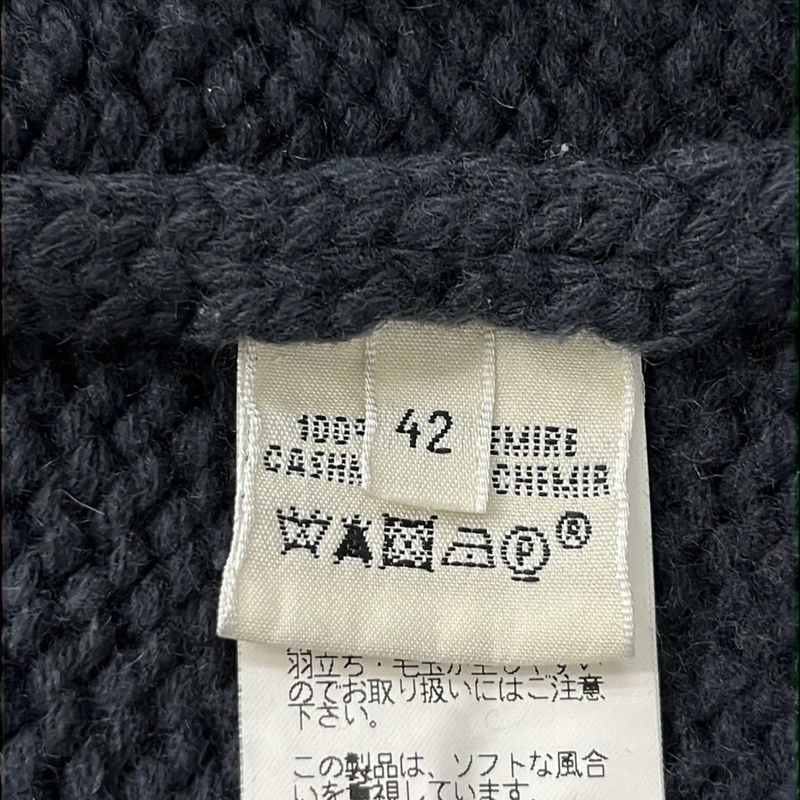 Hermes Cardigan 42 L Navy Short Sleeve Cashmere Arm Cover
