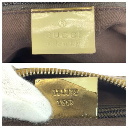Gucci Beige Pink Gold GG Canvas Patent Shoulder Bag