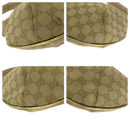 Gucci Beige Pink Gold GG Canvas Patent Shoulder Bag
