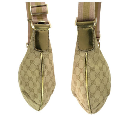 Gucci Beige Pink Gold GG Canvas Patent Shoulder Bag