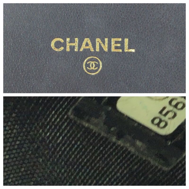 Chanel Vintage CC Logo Black Gold Caviar Leather Fold Wallet Compact