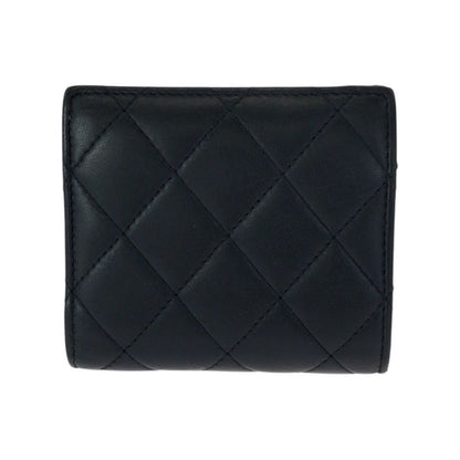 Chanel Quilted CC Logo Black Gold Lambskin Fold Wallet Compact
