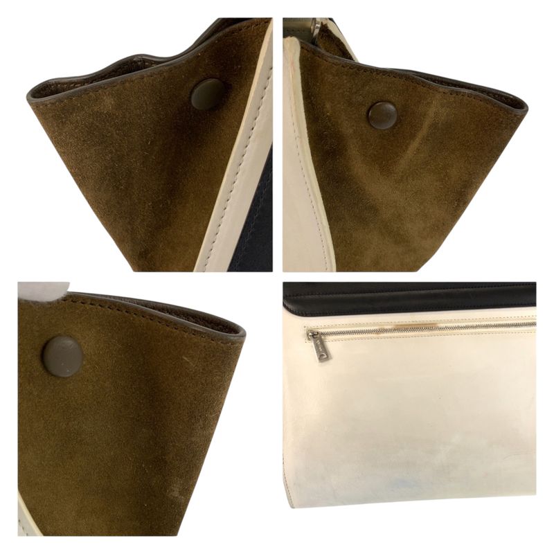 Celine Trapeze Black White Khaki Leather 2-Way Shoulder Bag