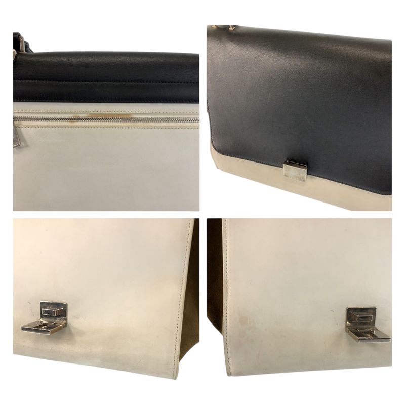 Celine Trapeze Black White Khaki Leather 2-Way Shoulder Bag