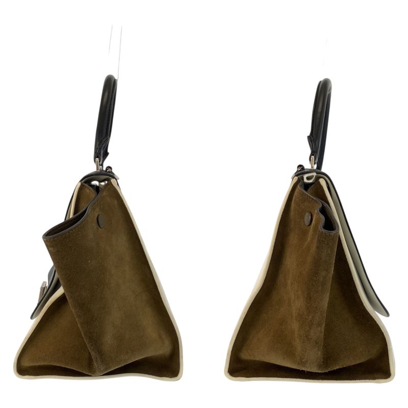 Celine Trapeze Black White Khaki Leather 2-Way Shoulder Bag