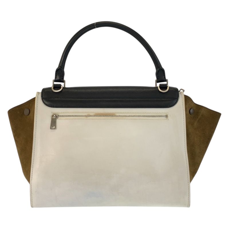 Celine Trapeze Black White Khaki Leather 2-Way Shoulder Bag